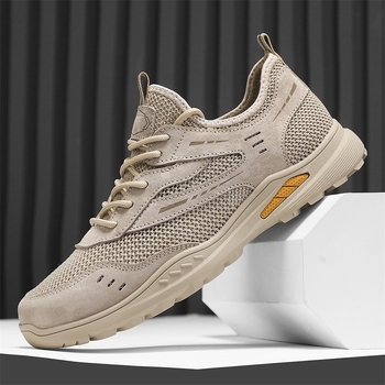 Férfi cipők 2025 tavaszi új hálós, lélegző, sportcipő, valódi bőr, könnyű, csúszásmentes, alkalmi cipők, plus size 4647