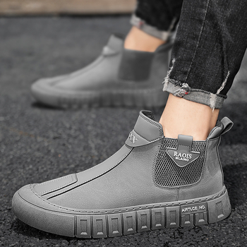 Διασυνοριακή Ζωντανή Μετάδοση Φθινόπωρο και Χειμώνας Mid-help Δερμάτινες Μπότες Martin Ρετρό Μπότες Μοτοσικλέτας Εργαλειοθήκη Βρετανικά Κολάν Ανδρικά Xu Heng 5 Εποχές