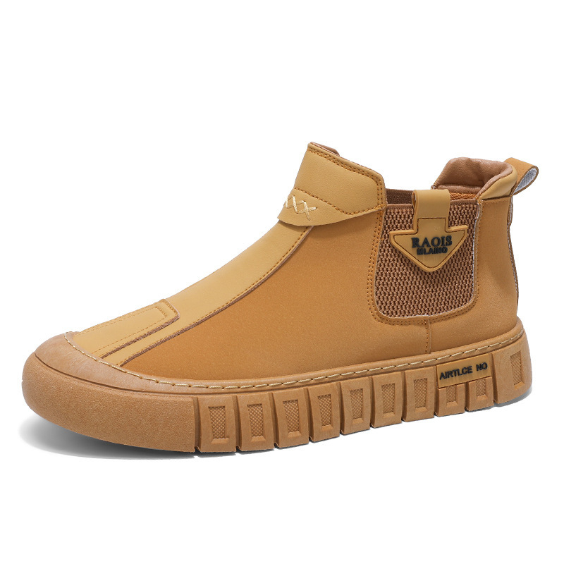 Διασυνοριακή Ζωντανή Μετάδοση Φθινόπωρο και Χειμώνας Mid-help Δερμάτινες Μπότες Martin Ρετρό Μπότες Μοτοσικλέτας Εργαλειοθήκη Βρετανικά Κολάν Ανδρικά Xu Heng 5 Εποχές