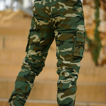 Salopetă bărbătească cu vârf camuflaj și buzunare multiple, sport, pantaloni casual, explozii de primăvară și toamnă, pantaloni largi pentru bărbați-H343