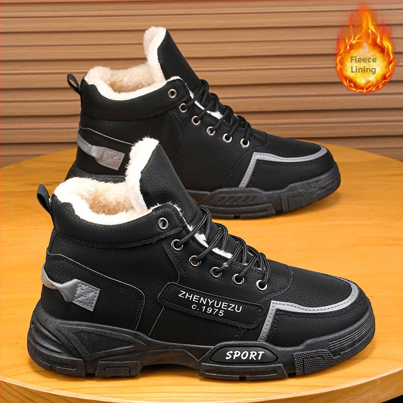 Pantofi de iarnă pentru bărbați, căptușiți cu fleece, cald, cu vârf înalt, din bumbac, stil coreean, cizme de zăpadă casual, antiderapante, rezistente la uzură, Martins, pantofi pentru bărbați, mărime plus