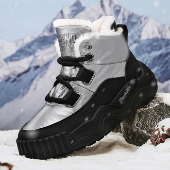 Cizme de zăpadă pentru bărbați 2024 iarna nouă, căptușite cu fleece, îngroșate, rezistente la frig, calde, cu talpă groasă, antiderapante, pantofi din bumbac, pantofi pentru bărbați, cizme scurte