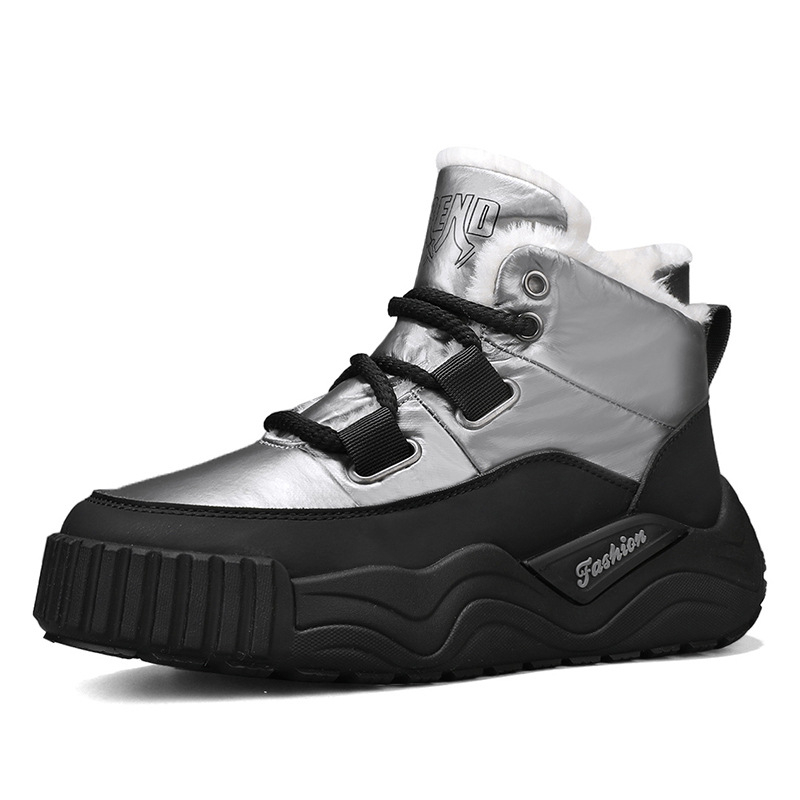 Cizme de zăpadă pentru bărbați 2024 iarna nouă, căptușite cu fleece, îngroșate, rezistente la frig, calde, cu talpă groasă, antiderapante, pantofi din bumbac, pantofi pentru bărbați, cizme scurte