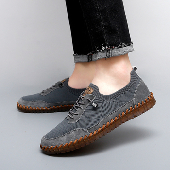 Νέα, αναπνεύσιμα ανδρικά παπούτσια από πλέγμα, ραμμένα στο χέρι, casual μονόστρωτα παπούτσια, Loafer με μαλακή σόλα για άνδρες, για άνδρες
