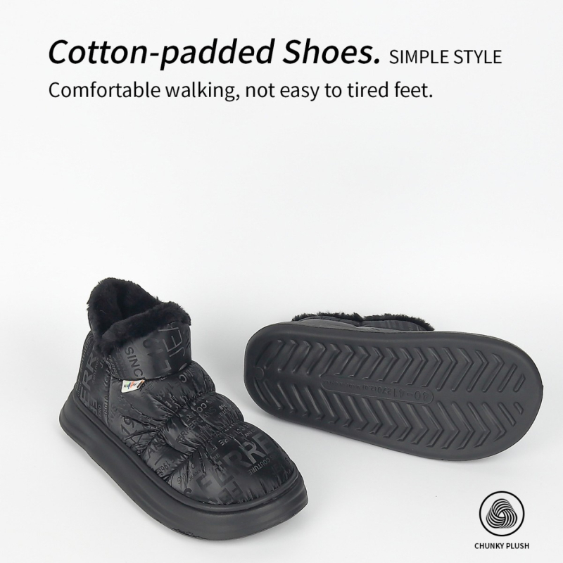 Rudens ir žiemos nauji, vilnos pamušalu pamušti sniego batai, madingi vyrams ir moterims, poroms, šilti lauko medvilniniai batai, madingi storapadžiai duonos batai urmu