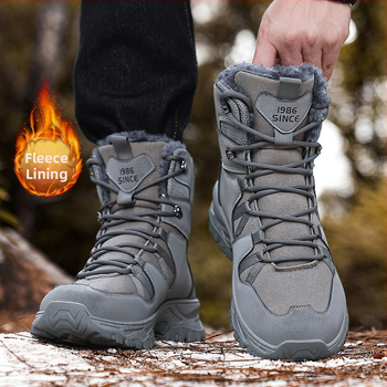 Βαμβακερά παπούτσια ανδρικά φθινοπωρινά και χειμερινά παπούτσια ορειβασίας με χοντρή σόλα, αθλητικά παπούτσια αναψυχής, ανδρικά ζεστά παπούτσια χιονιού με επένδυση fleece