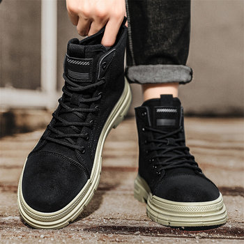 Φθινοπωρινά νέα ανδρικά παπούτσια Martin, υφασμάτινα, αναπνεύσιμα, ψηλοτάκουνα αθλητικά παπούτσια, μοντέρνα ανδρικά μπότες εργασίας για εξωτερικούς χώρους, ανδρικά παπούτσια