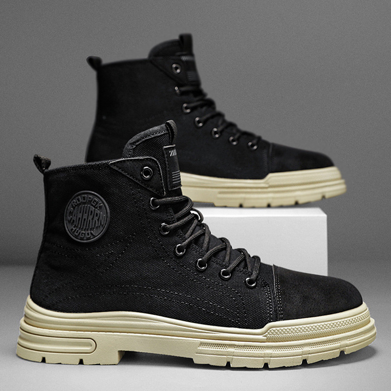 Sügisesed uued meeste Martini kingad riidest. Hingavad kõrge säärega tossud, trendikad meeste õues kasutatavad tööriided, saapad, meeste kingad.