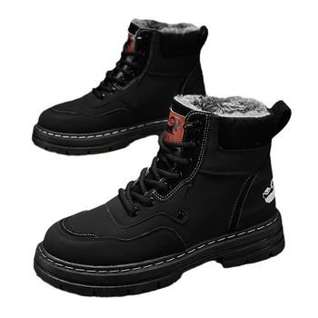 Μαύρες μπότες Martin Ανδρικές plus size 45 με επένδυση fleece Ζεστές 46 Αδιάβροχες βαμβακερές μπότες 47 Ψηλές μπότες εργασίας Μπότες χιονιού Ανδρικές 48