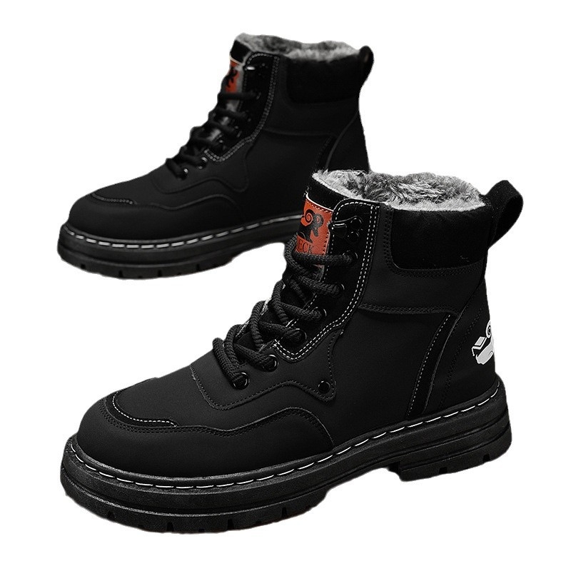 Melni Martina zābaki vīriešiem, plus izmēra 45, ar vilnas oderi, silti 46, ūdensnecaurlaidīgi kokvilnas apavi 47, augsti darba zābaki, sniega zābaki vīriešiem 48