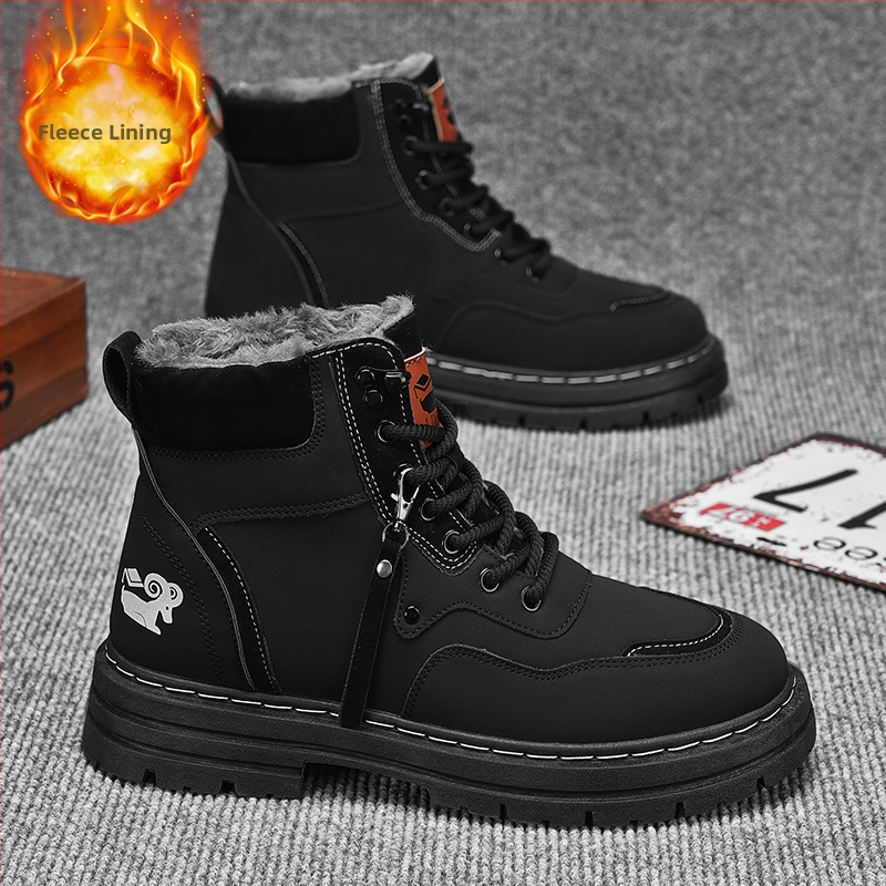 Melni Martina zābaki vīriešiem, plus izmēra 45, ar vilnas oderi, silti 46, ūdensnecaurlaidīgi kokvilnas apavi 47, augsti darba zābaki, sniega zābaki vīriešiem 48