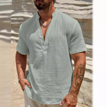 Vīriešu Wish-Border Cross-Border ikdienas T-krekls ar īsām piedurknēm, ikdienas krekls, melns aprikožu krāsas apģērbs, biznesa tops