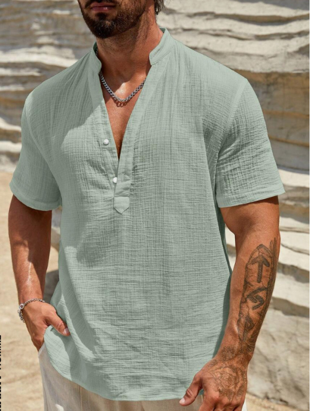 Vīriešu Wish-Border Cross-Border ikdienas T-krekls ar īsām piedurknēm, ikdienas krekls, melns aprikožu krāsas apģērbs, biznesa tops