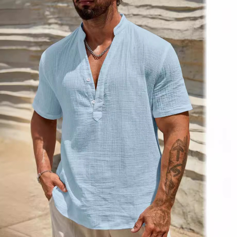 Tricou bărbați Wish-Border Cross-Border casual cu mânecă scurtă, cămașă casual de zi cu zi, negru, caisă, îmbrăcăminte business top