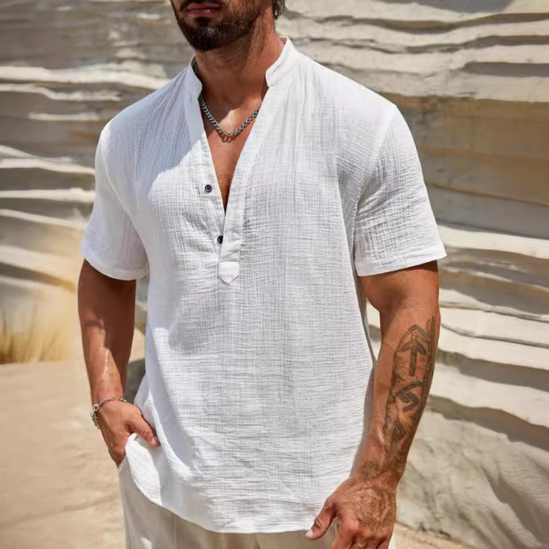 Tricou bărbați Wish-Border Cross-Border casual cu mânecă scurtă, cămașă casual de zi cu zi, negru, caisă, îmbrăcăminte business top