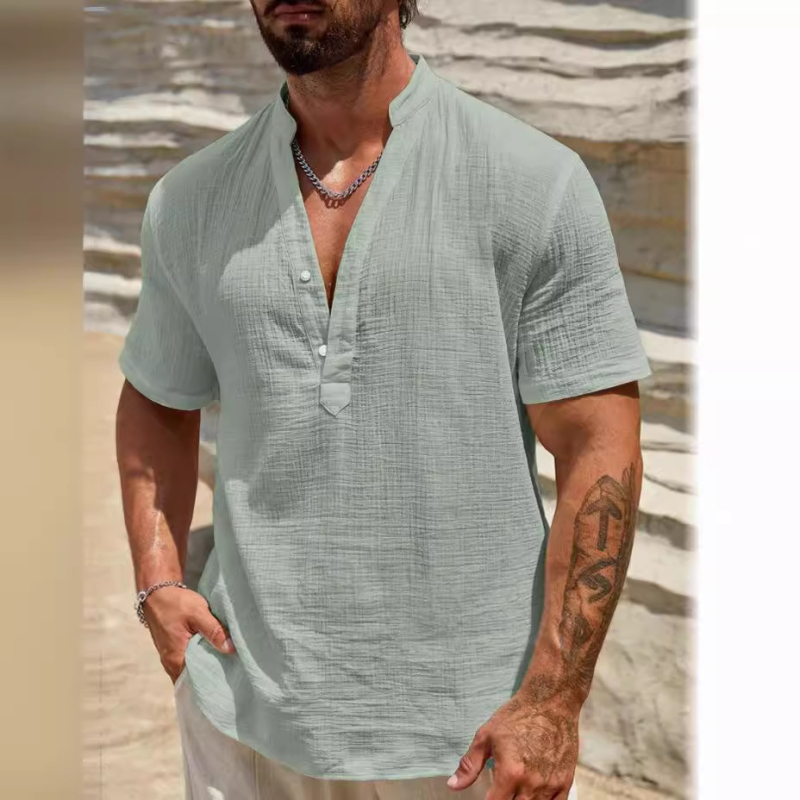 Tricou bărbați Wish-Border Cross-Border casual cu mânecă scurtă, cămașă casual de zi cu zi, negru, caisă, îmbrăcăminte business top