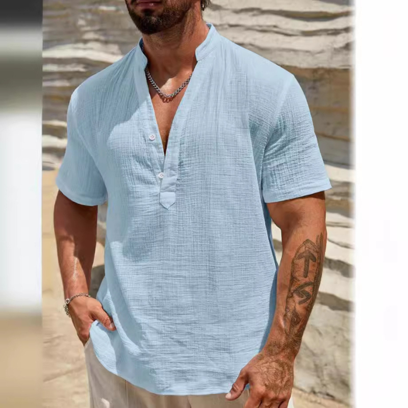 Tricou bărbați Wish-Border Cross-Border casual cu mânecă scurtă, cămașă casual de zi cu zi, negru, caisă, îmbrăcăminte business top