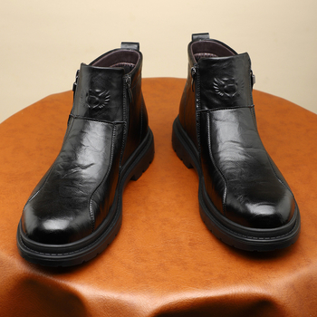 Prozračne kožne martin čizme za sve stilove, čizme u britanskom stilu s okruglim vrhom i patentnim zatvaračem sa strane, poslovne muške kožne čizme