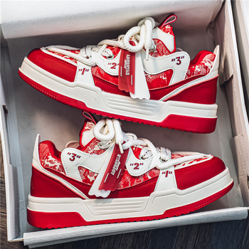 Ανδρικά Παπούτσια 2025 Άνοιξη και Φθινόπωρο Νέα Κόκκινα Ρετρό Casual Αθλητικά Καλοκαίρι Αυξημένη Αντιολισθητική Σχεδίαση Sense Bread Μοντέρνα Αθλητικά Παπούτσια