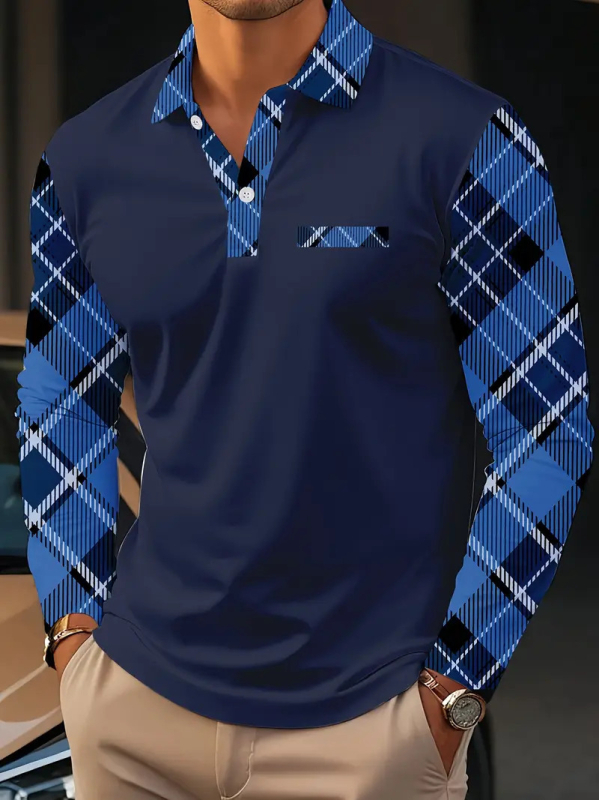 Kevad- ja suvine kvaliteetne disainiga populaarne geomeetrilise mustriga pikkade varrukatega nööpidega polosärk isiksuse revääriga topp MB14