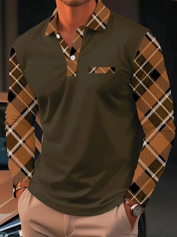 Kevad- ja suvine kvaliteetne disainiga populaarne geomeetrilise mustriga pikkade varrukatega nööpidega polosärk isiksuse revääriga topp MB14