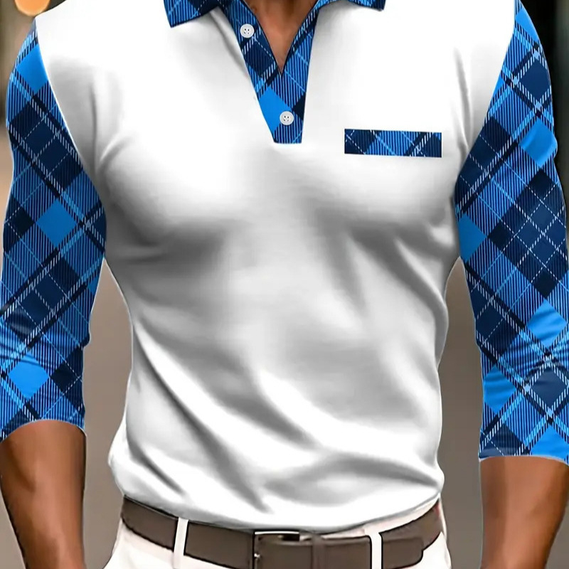 Kevad- ja suvine kvaliteetne disainiga populaarne geomeetrilise mustriga pikkade varrukatega nööpidega polosärk isiksuse revääriga topp MB14