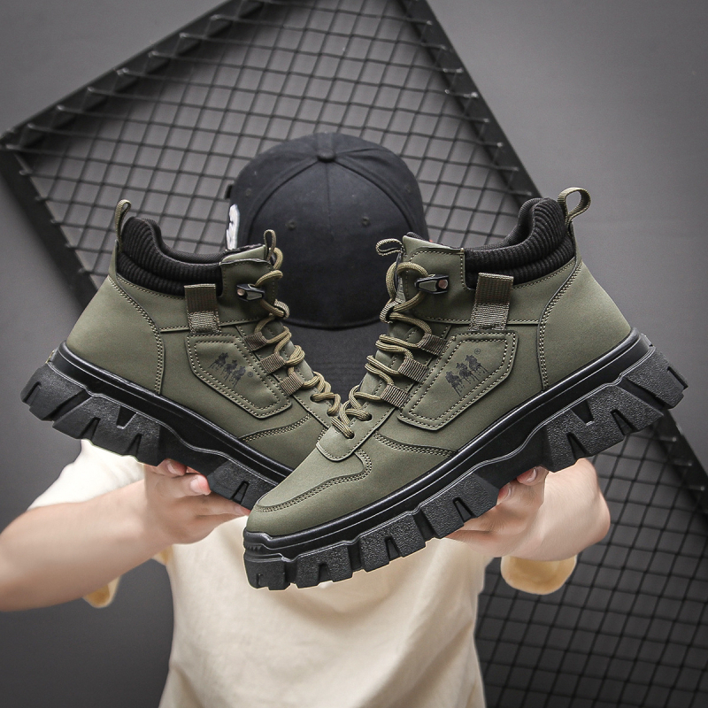 Μπότες Martin για άνδρες, μεγάλες σε μέγεθος, μοντέρνες, ψηλοτάκουνες, μαύρες, αδιάβροχες, με χοντρό πάτο, αντιολισθητικές, ανθεκτικές στη φθορά, βρετανικές ανδρικές μπότες, για όλες τις χρήσεις.