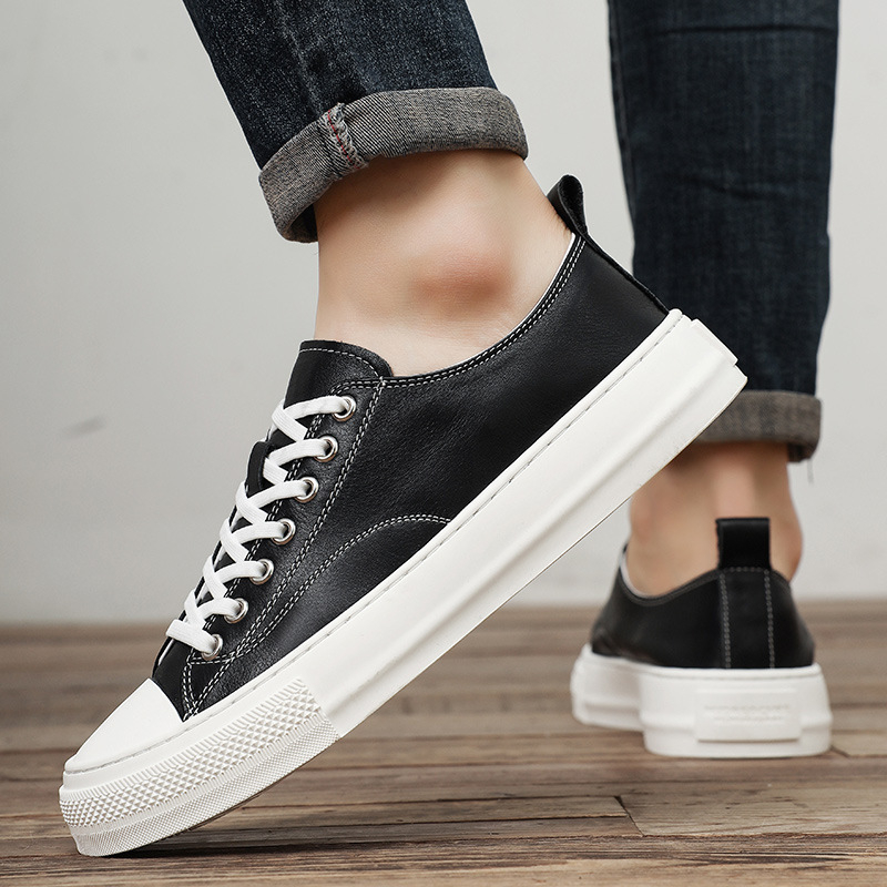 Pantofi sport pentru bărbați, din piele naturală, cu tălpi din latex, pentru sport și casual, de primăvară 2025, noi, cu primul strat, din piele de vacă, cu platformă înaltă