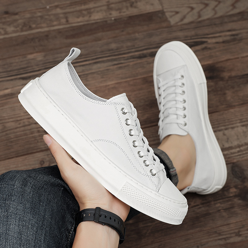 Pantofi sport pentru bărbați, din piele naturală, cu tălpi din latex, pentru sport și casual, de primăvară 2025, noi, cu primul strat, din piele de vacă, cu platformă înaltă