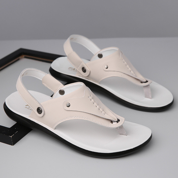 Ljetne kožne sandale 2024., neklizajuće, mekano dno, prozračne, lagane, univerzalne, jednostavne mladenačke muške cipele za plažu, plus veličina 48
