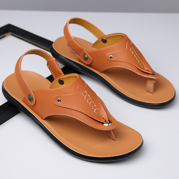Ljetne kožne sandale 2024., neklizajuće, mekano dno, prozračne, lagane, univerzalne, jednostavne mladenačke muške cipele za plažu, plus veličina 48
