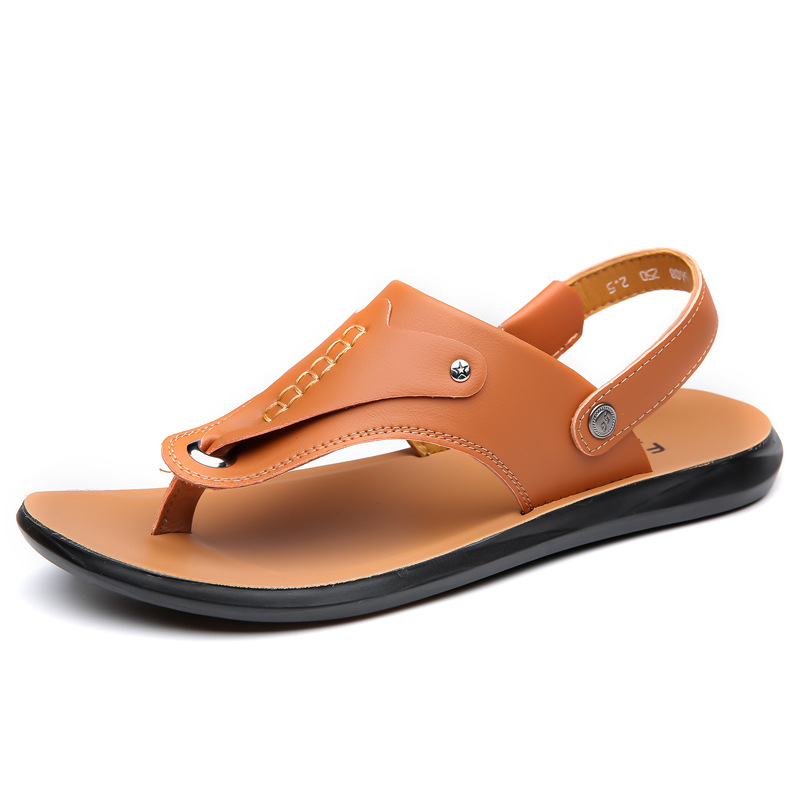 Ljetne kožne sandale 2024., neklizajuće, mekano dno, prozračne, lagane, univerzalne, jednostavne mladenačke muške cipele za plažu, plus veličina 48