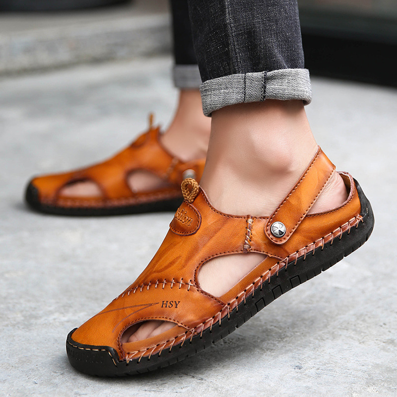 Khaki krāsas 898 liela izmēra Amazon vīriešu sandales pludmales, ceļojumu, āra, ikdienas, puskāju vīriešu sandales
