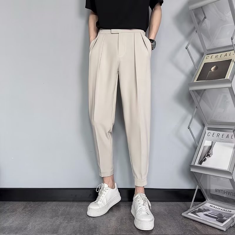 Ανδρικό παντελόνι αστραγάλου, φθινοπωρινό, μεταξωτό παντελόνι πάγου, μέχρι τον αστράγαλο, casual, all-match, internet trendy, μάρκας Velcro, Harlan, φοιτητικό μικρό παντελόνι western, ανδρικό