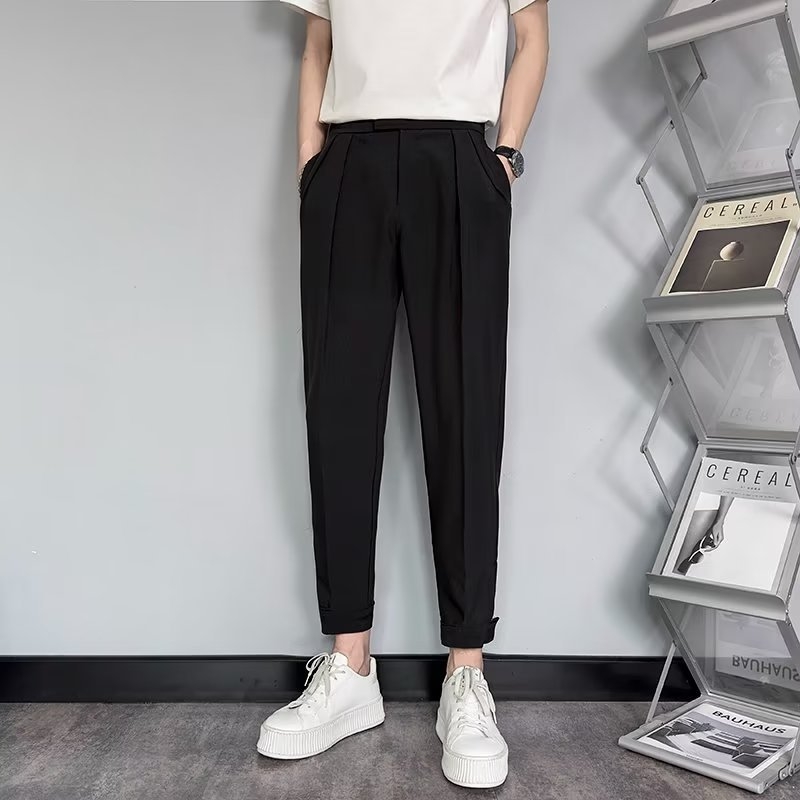 Ανδρικό παντελόνι αστραγάλου, φθινοπωρινό, μεταξωτό παντελόνι πάγου, μέχρι τον αστράγαλο, casual, all-match, internet trendy, μάρκας Velcro, Harlan, φοιτητικό μικρό παντελόνι western, ανδρικό