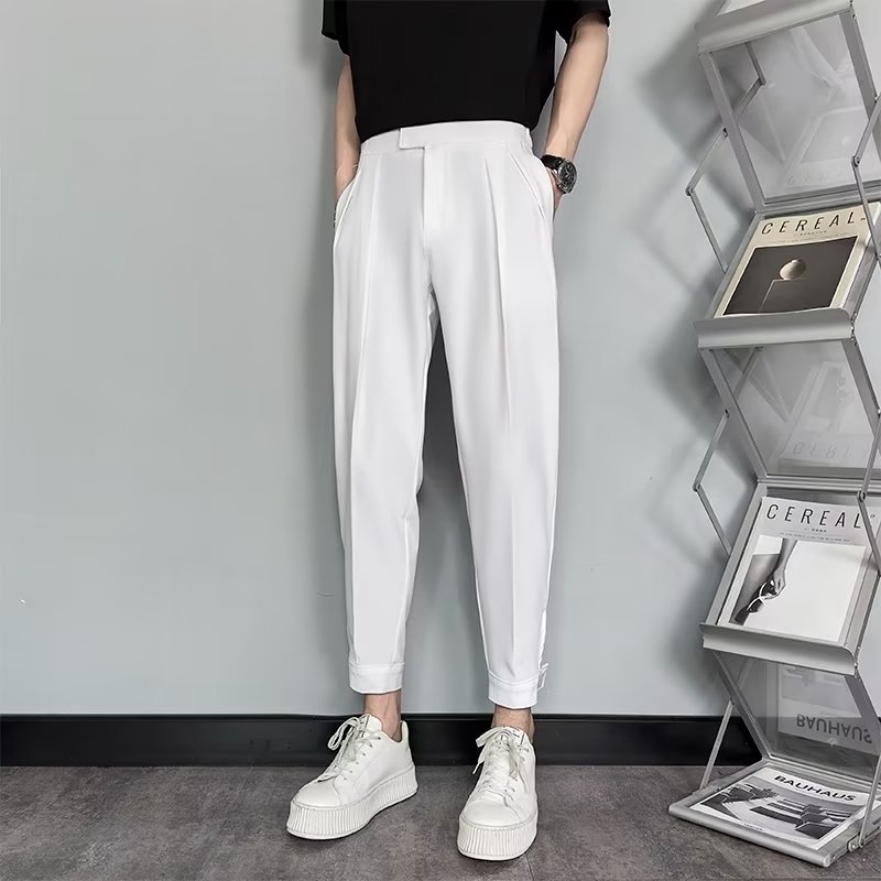 Ανδρικό παντελόνι αστραγάλου, φθινοπωρινό, μεταξωτό παντελόνι πάγου, μέχρι τον αστράγαλο, casual, all-match, internet trendy, μάρκας Velcro, Harlan, φοιτητικό μικρό παντελόνι western, ανδρικό