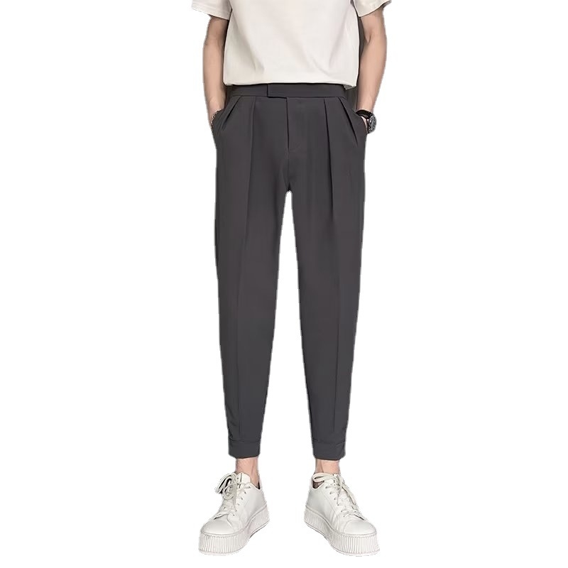 Ανδρικό παντελόνι αστραγάλου, φθινοπωρινό, μεταξωτό παντελόνι πάγου, μέχρι τον αστράγαλο, casual, all-match, internet trendy, μάρκας Velcro, Harlan, φοιτητικό μικρό παντελόνι western, ανδρικό