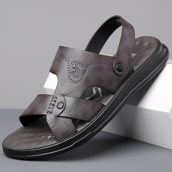 Σανδάλια Ανδρικά Παντόφλες από Γνήσιο Δέρμα, Μεσήλικες, Μεγάλο Μέγεθος, Καλοκαιρινά, Ανθεκτικά στη Φθορά, Δερμάτινα Σανδάλια, Καθημερινά, Παραλίας, Ελαφριά και Άνετα
