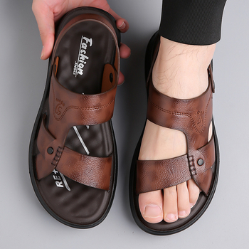 Σανδάλια Ανδρικά Παντόφλες από Γνήσιο Δέρμα, Μεσήλικες, Μεγάλο Μέγεθος, Καλοκαιρινά, Ανθεκτικά στη Φθορά, Δερμάτινα Σανδάλια, Καθημερινά, Παραλίας, Ελαφριά και Άνετα