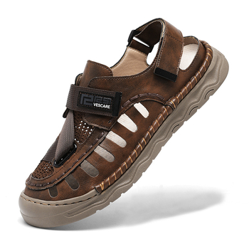 Pantofi de vară pentru bărbați, cu talpă moale și vârf larg, din piele, respirabili, 2025, plus mărime, pantofi de plajă, casual