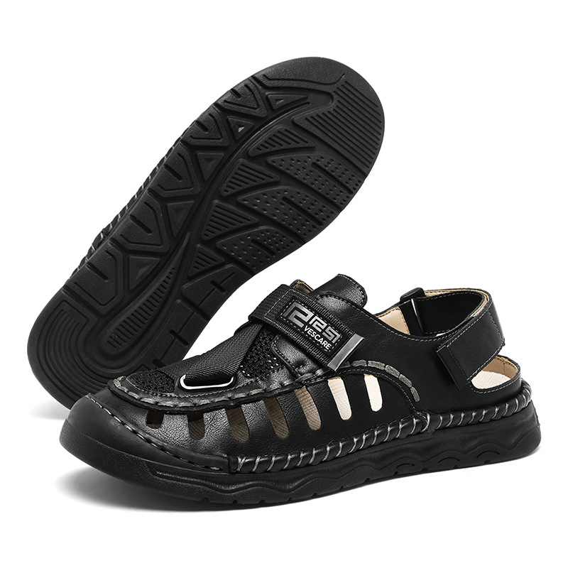 Pantofi de vară pentru bărbați, cu talpă moale și vârf larg, din piele, respirabili, 2025, plus mărime, pantofi de plajă, casual