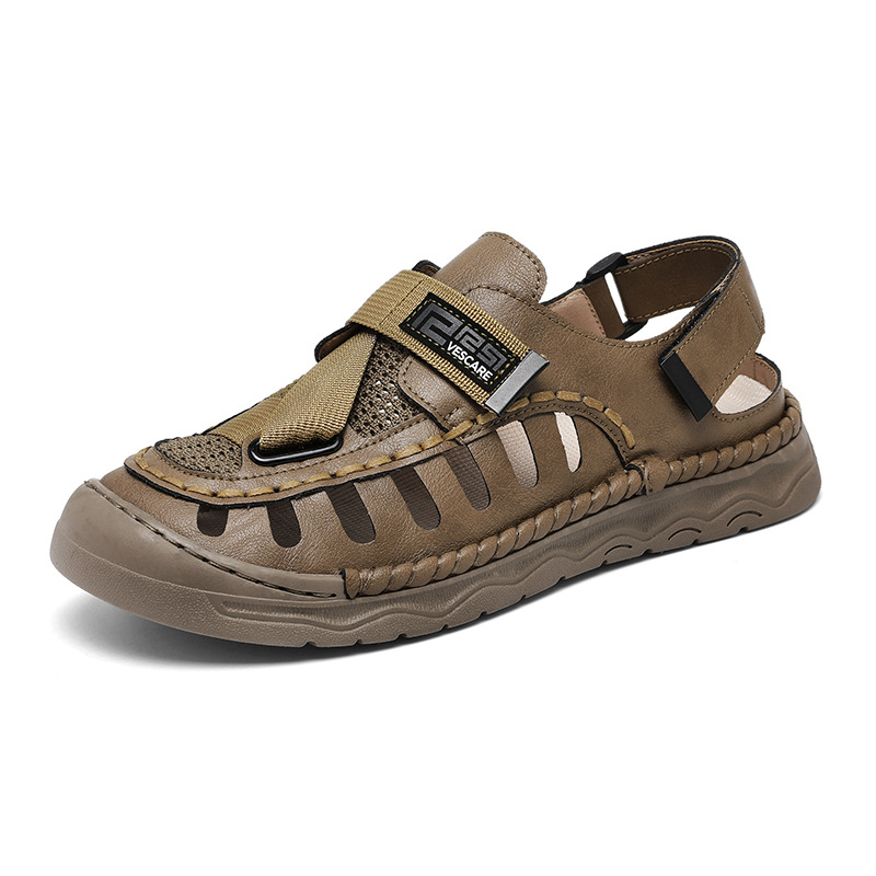 Pantofi de vară pentru bărbați, cu talpă moale și vârf larg, din piele, respirabili, 2025, plus mărime, pantofi de plajă, casual