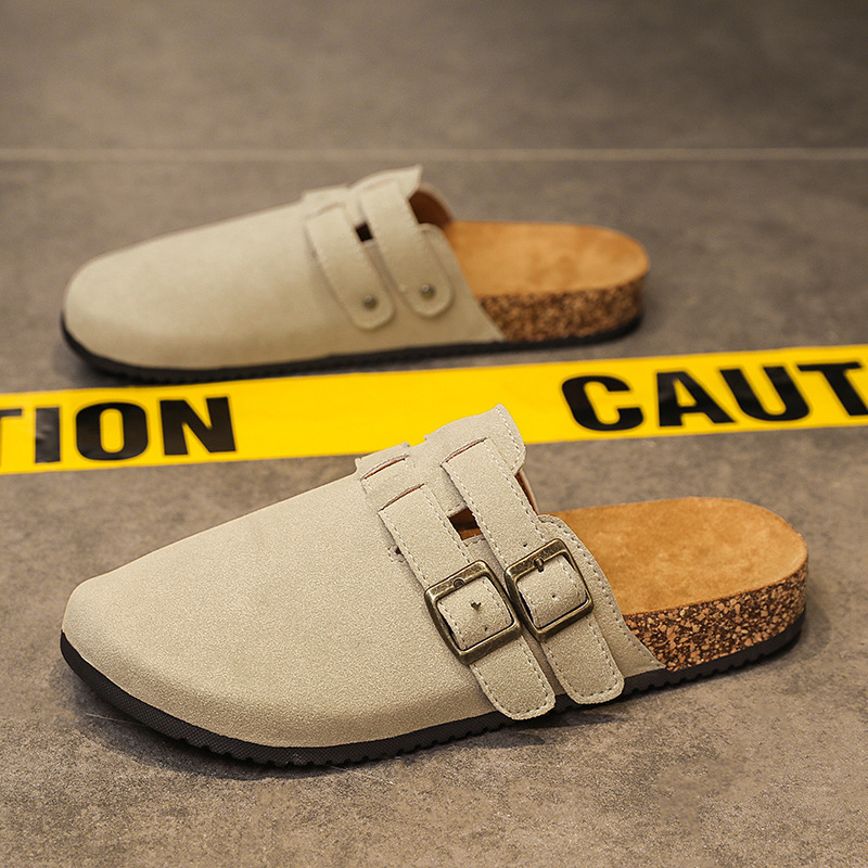Férfi félpapucs, tavaszi, bebújós, parafa, páros, Birkenneth szandál, plus 47-es méret, irodai, hétköznapi, baotou szandál