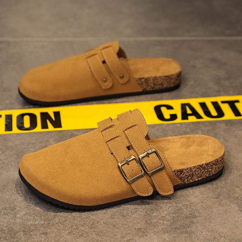 Férfi félpapucs, tavaszi, bebújós, parafa, páros, Birkenneth szandál, plus 47-es méret, irodai, hétköznapi, baotou szandál