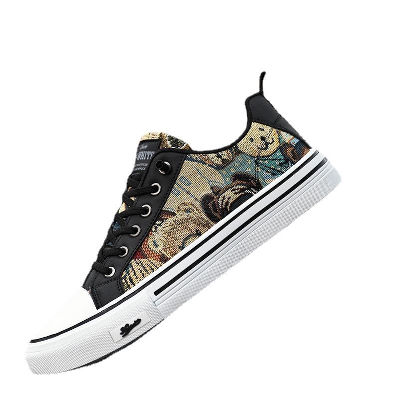 Platnene muške cipele, jesenske prozračne ležerne, trendi brendirane niske platnene cipele, muške moderne sportske ravne tenisice