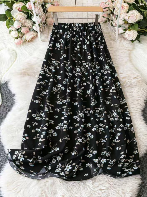 Proljeće 2025. Nova četverostrana elastična tkanina s printom, nova suknja s malim cvjetnim printom