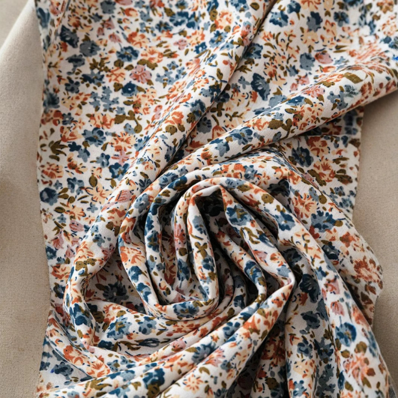 Proljeće 2025. Nova četverostrana elastična tkanina s printom, nova suknja s malim cvjetnim printom