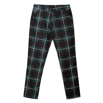 Pantaloni de costum în carouri cu imprimeu digital multicolor pentru bărbați la modă