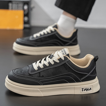 Διασυνοριακά, διάσημα στο Διαδίκτυο, ανοιξιάτικα αθλητικά παπούτσια καμουφλάζ Four Seasons, αναπνεύσιμα λευκά παπούτσια με μαύρο πρόσωπο, βρετανικού στιλ, casual παπούτσια, μοντέρνα ανδρικά παπούτσια