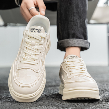 Διασυνοριακά, διάσημα στο Διαδίκτυο, ανοιξιάτικα αθλητικά παπούτσια καμουφλάζ Four Seasons, αναπνεύσιμα λευκά παπούτσια με μαύρο πρόσωπο, βρετανικού στιλ, casual παπούτσια, μοντέρνα ανδρικά παπούτσια